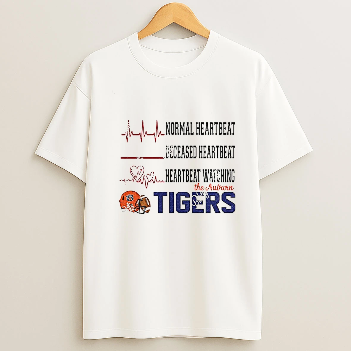 Normal Heartbeat Deceased Heartbeat Heartbeat Watching The Auburn Tigers Football Nfl 2025 Tshirt Hoodie