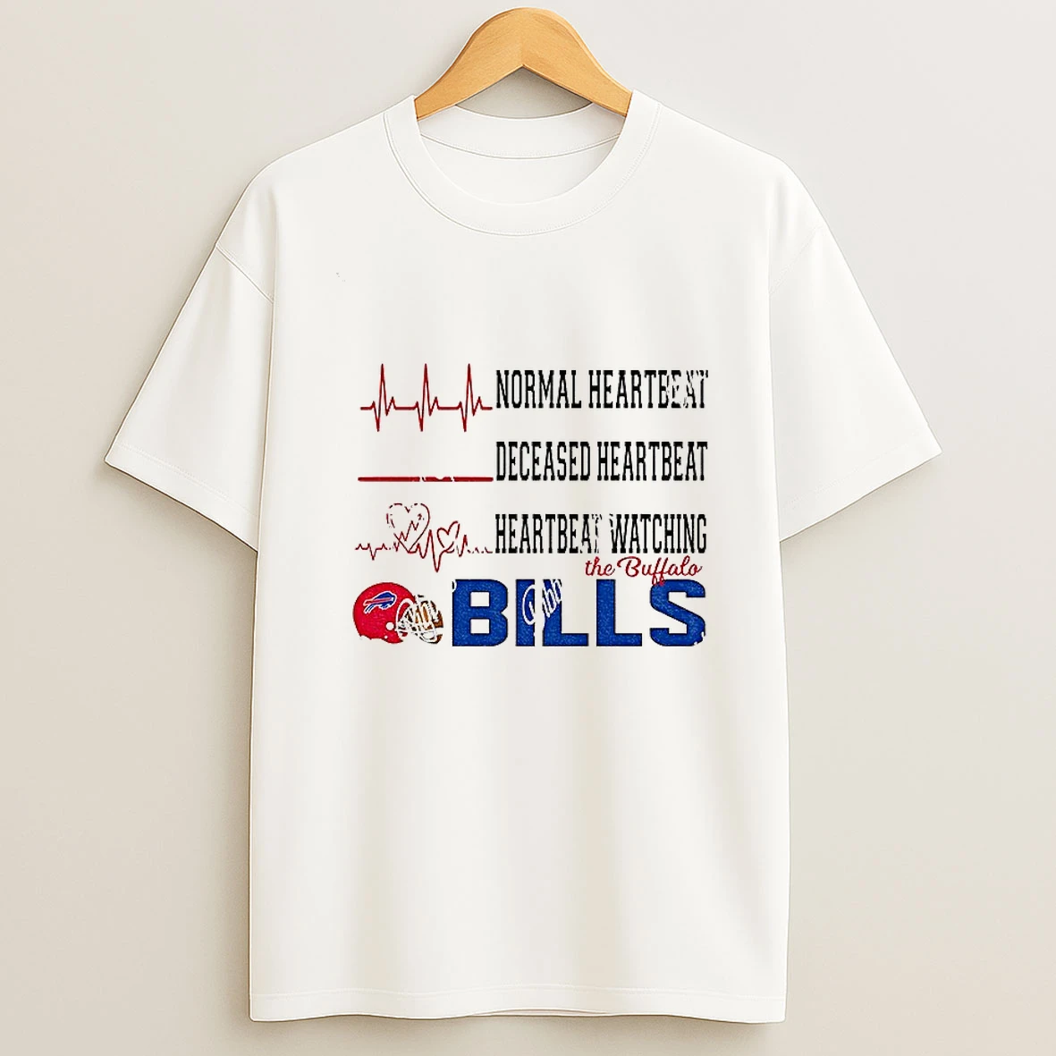 Normal Heartbeat Deceased Heartbeat Heartbeat Watching The Buffalo Bills Nfl Football 2025 Tshirt Hoodie