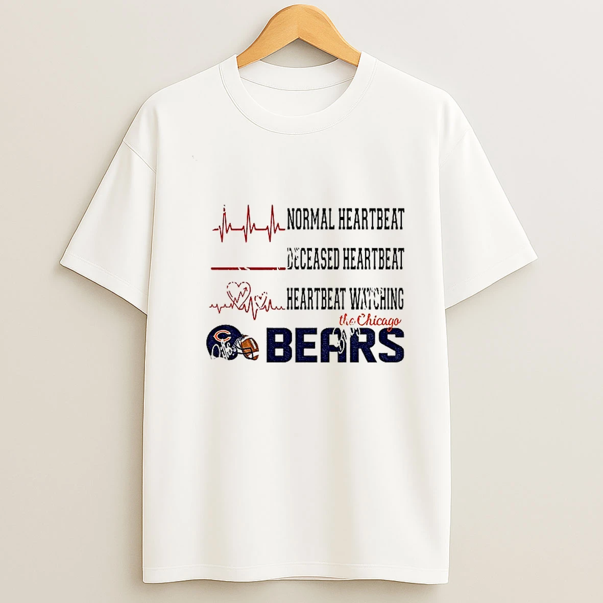 Normal Heartbeat Deceased Heartbeat Heartbeat Watching The Chicago Bears Football Nfl 2025 Tshirt Hoodie