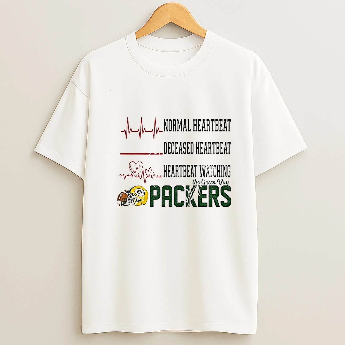Normal Heartbeat Deceased Heartbeat Heartbeat Watching The Green Bay Packers Football Nfl 2025 Tshirt Hoodie