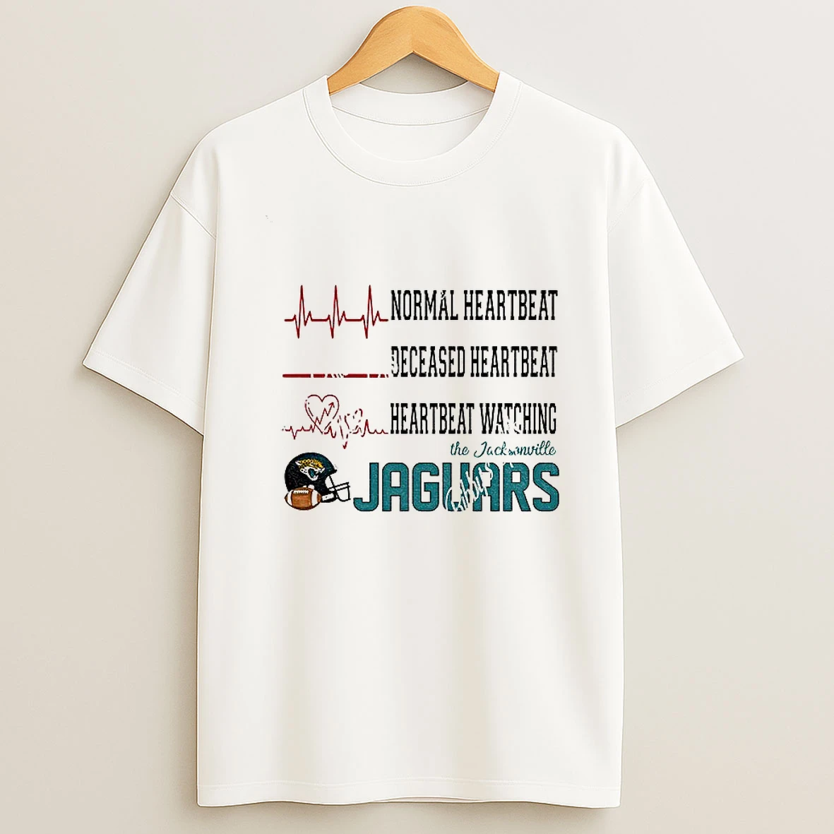 Normal Heartbeat Deceased Heartbeat Heartbeat Watching The Jacksonville Jaguars Football Nfl 2025 Tshirt Hoodie