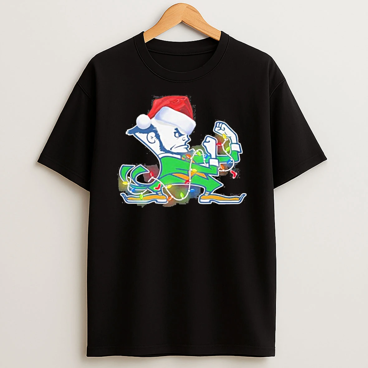 Notre Dame Fighting Irish Santa Merry Christmas Light Tshirt Hoodie