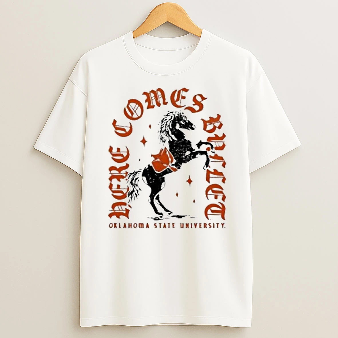 Oklahoma State University Here Comes Bullet Horse Tshirt Hoodie