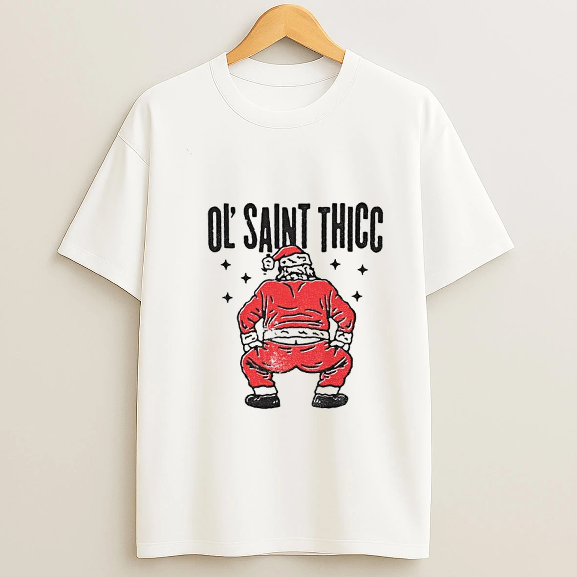 Ol Saint Thicc Christmas Funny Santa Tshirt Hoodie