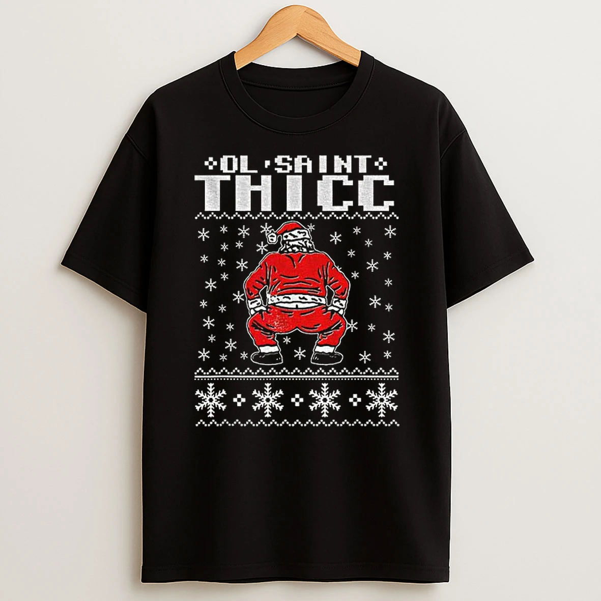 Ol Saint Thicc Funny Twerkin Santa Christmas Tshirt Hoodie