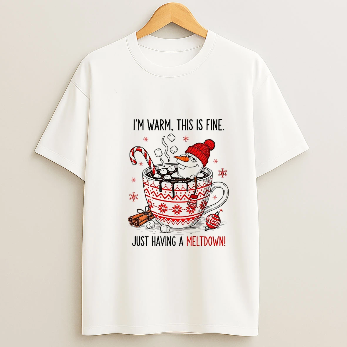 Olaf Snowman Im Warm This Is Fine Just Having A Meltdown Merry Christmas Tshirt Hoodie