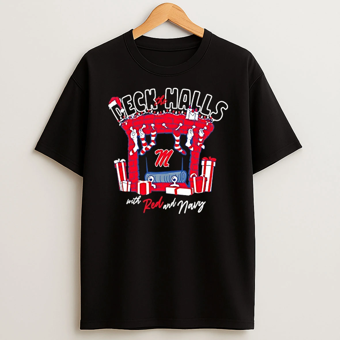 Ole Miss Rebels Deck The Halls With Red And Navy Christmas Tshirt Hoodie