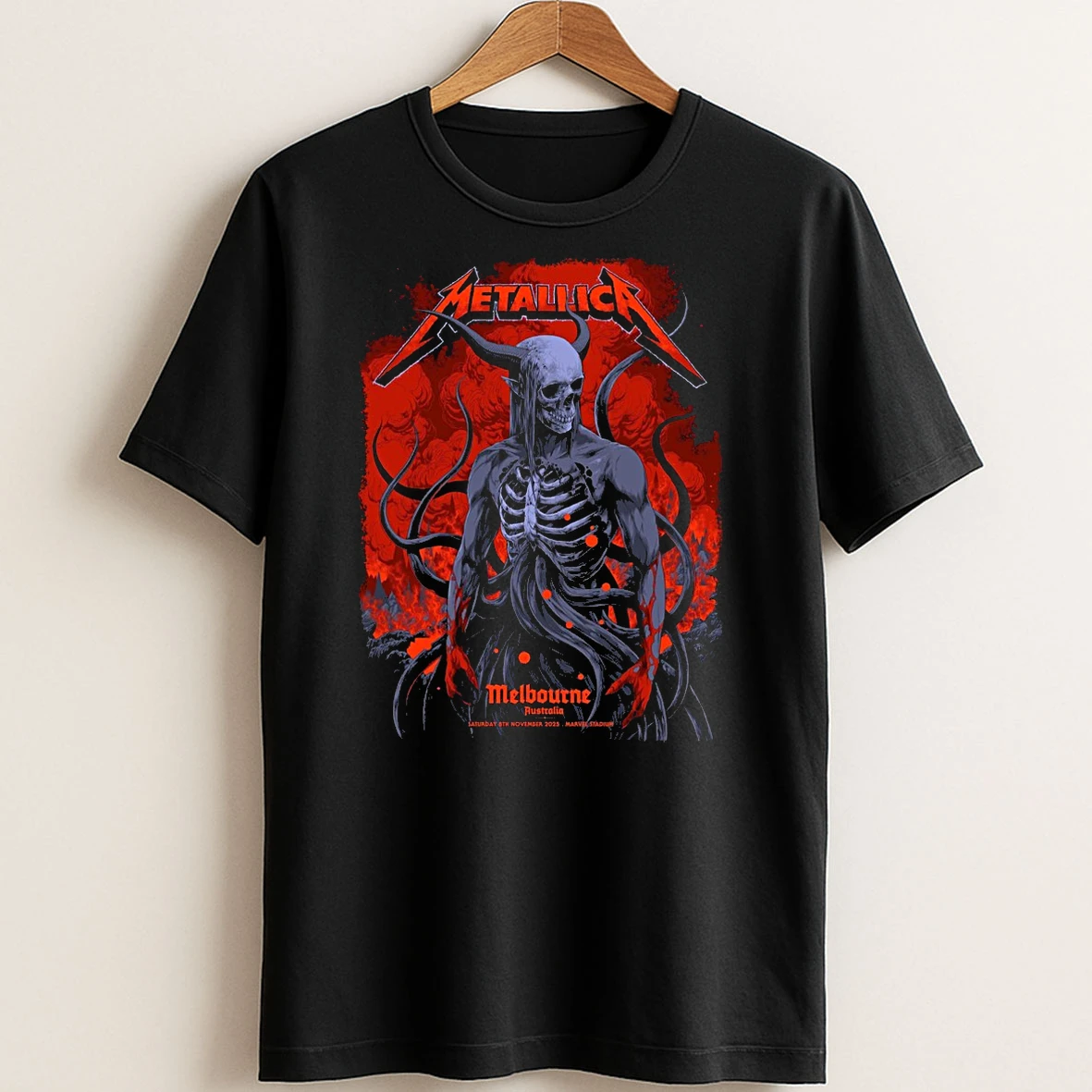 Original Metallica M72 Pop Up Exclusive Artwork Event Tee Melbourne Australia November 8 2025 Artwork By Ken Taylor Marvel Stadium T Shirt Sweater