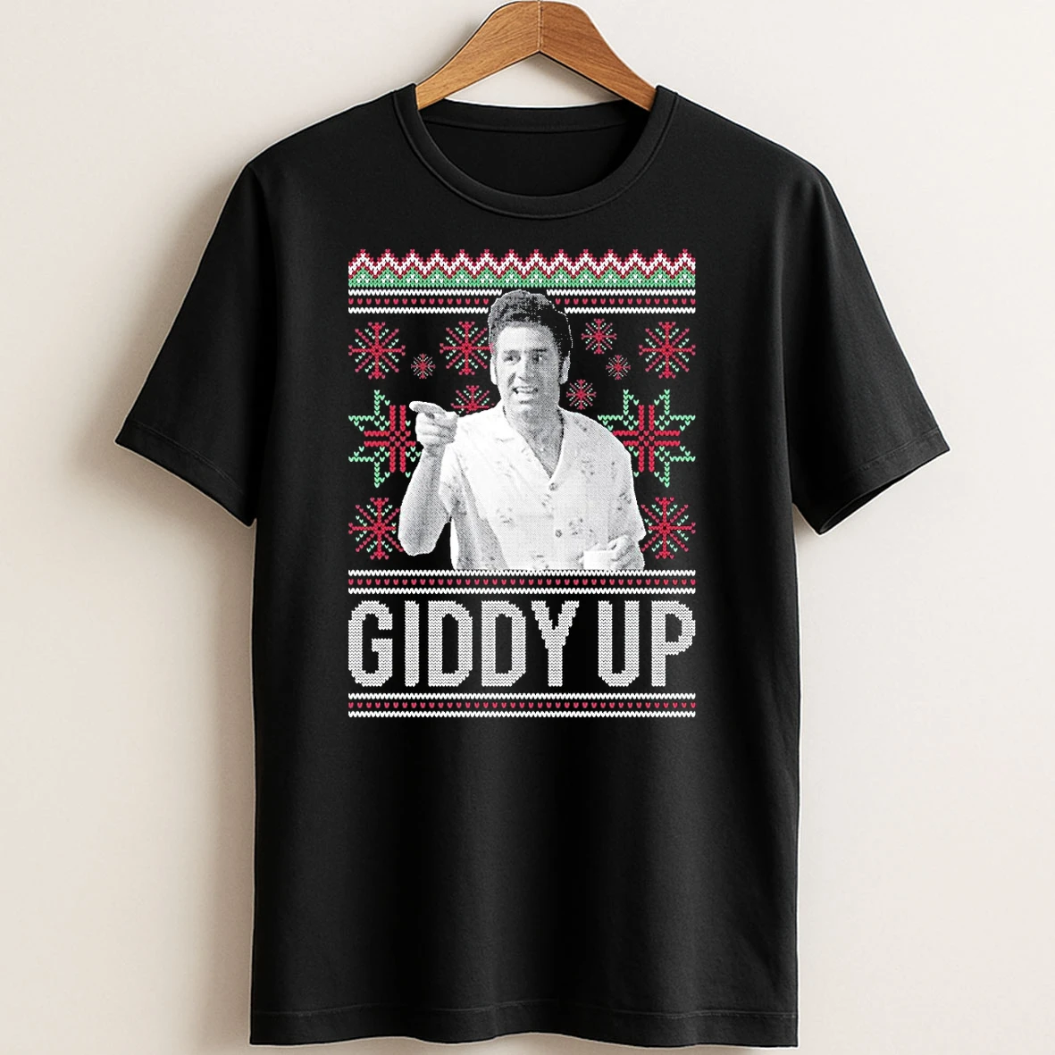Original Seinfeld Kramer Giddy Up Christmas Ugly T Shirt Sweater
