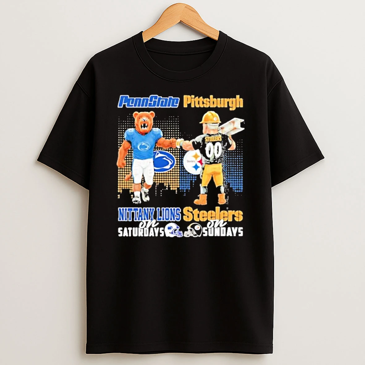 Penn State Nittany Lions On Saturdays Pittsburgh Steelers On Sundays Mascot Tshirt Hoodie