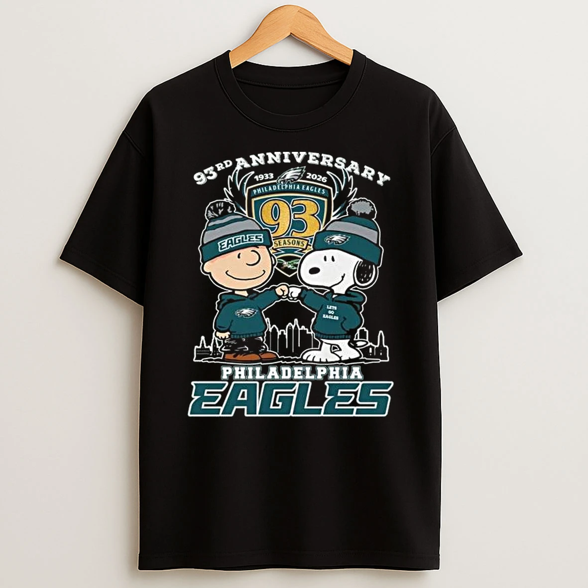Philadelphia Eagles 93rd Anniversary 1933 2026 Snoopy And Charlie Brown High Fight Tshirt Hoodie