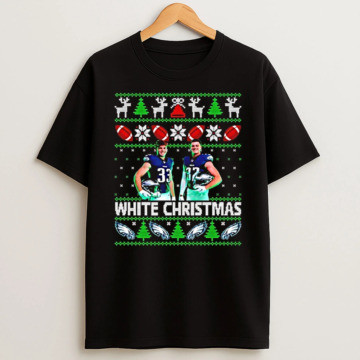 Philadelphia Eagles Cooper Dejean And Reed Blankenship White Christmas Ugly Tshirt Hoodie