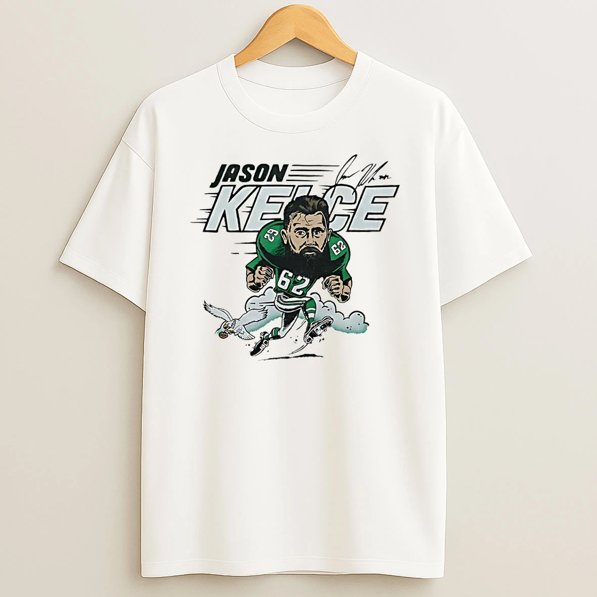 Philadelphia Eagles Jason Kelce 62 Caricature Signature Circle Tshirt Hoodie
