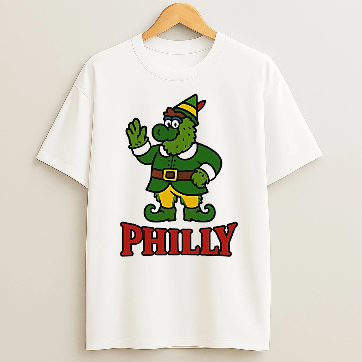 Philadelphia Phillies Christmas Elf X Phillie Phanatic Mascot Circle Tshirt Hoodie