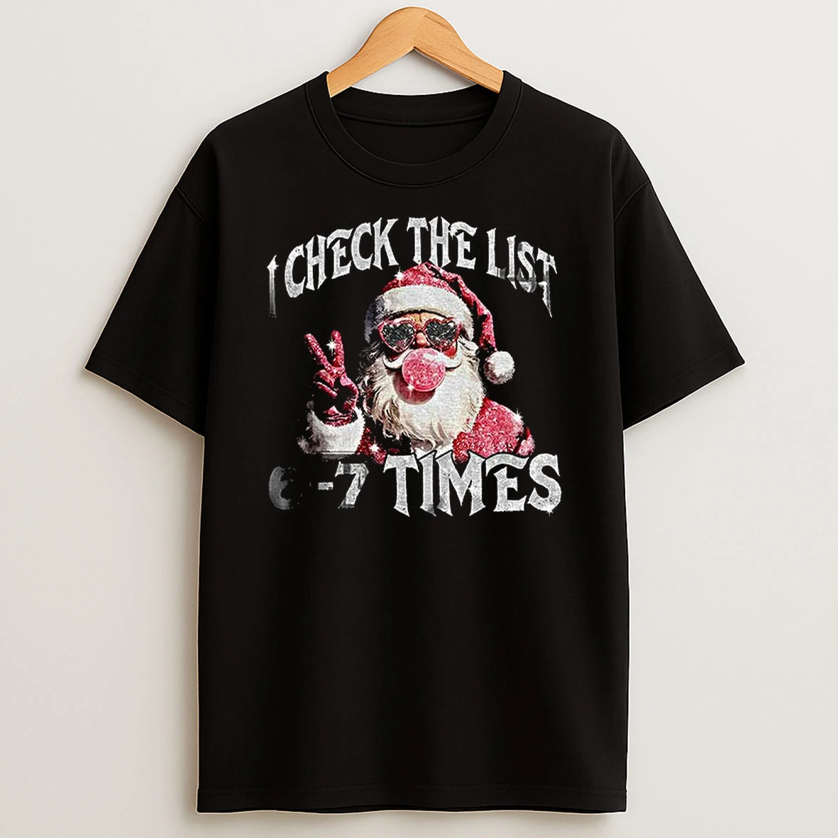 Pink Santa I Check The List 6 7 Times Christmas Tshirt Hoodie