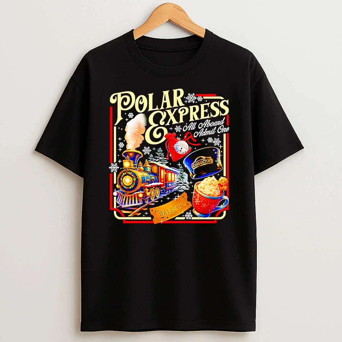 Polar Express All Aboard Admit One Christmas Tshirt Hoodie