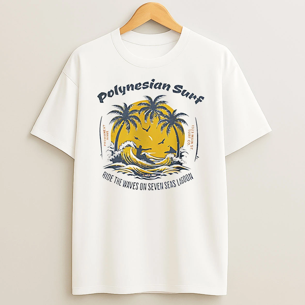 Polynesian Surf Ride The Waves On Seven Seas Lagoon Circle Tshirt Hoodie