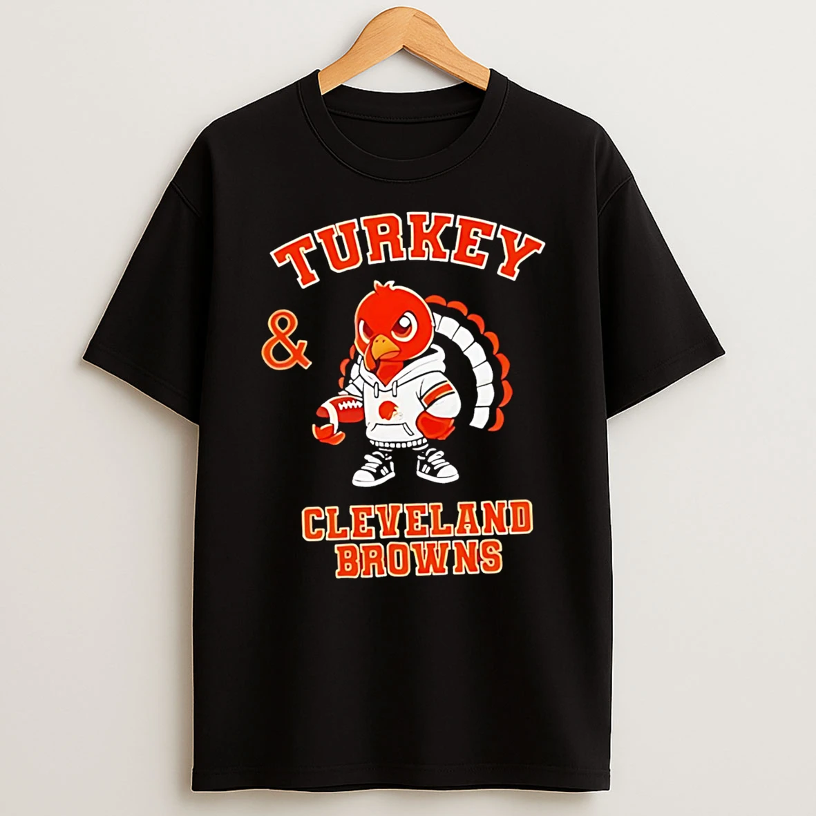 Premium Turkey And Cleveland Browns Football Nfl Happy Thanksgiving Tshirt Hoodie