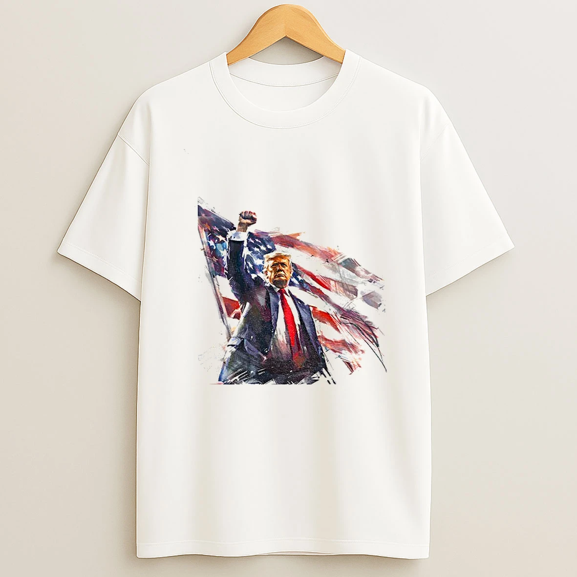 President Donald Trump Raising Fist With American Flag Tshirt Hoodie