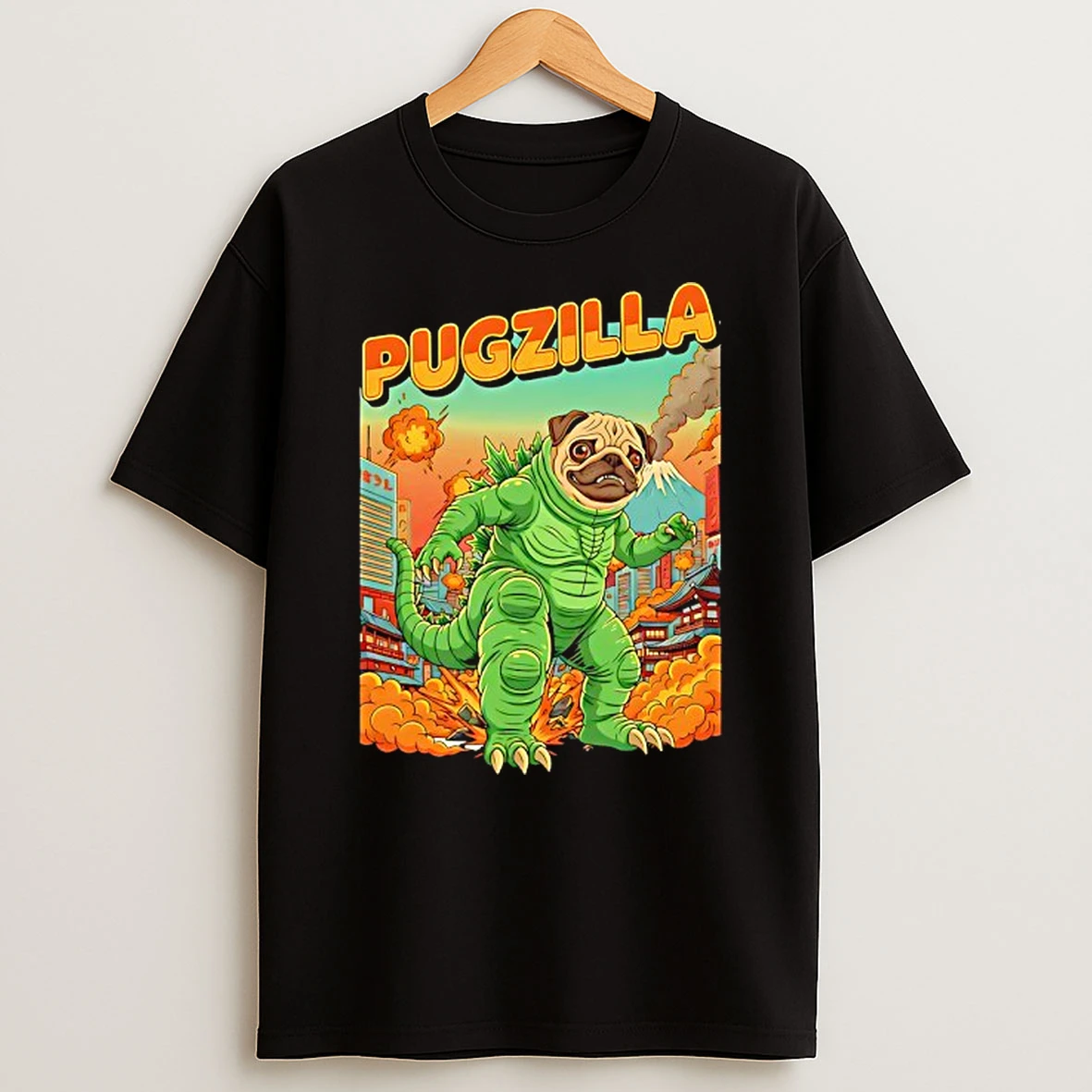 Pugzilla Kaiju Parody Tshirt Hoodie