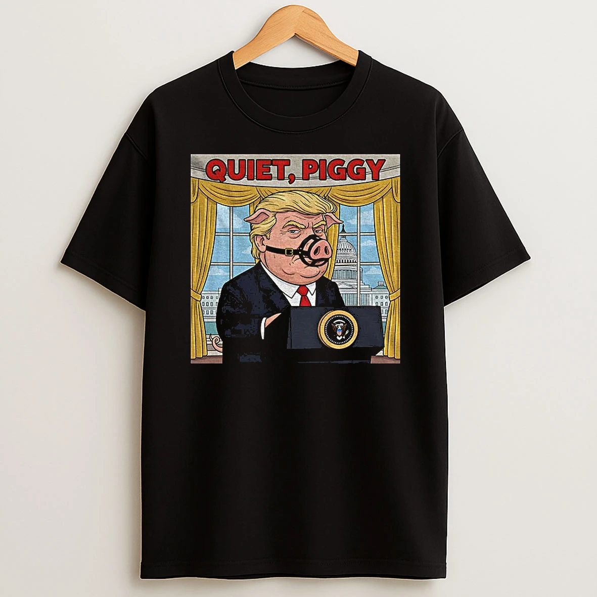 Quiet Piggy Anti Trump Funny Liberal Democrat Political Protest Tshirt Hoodie