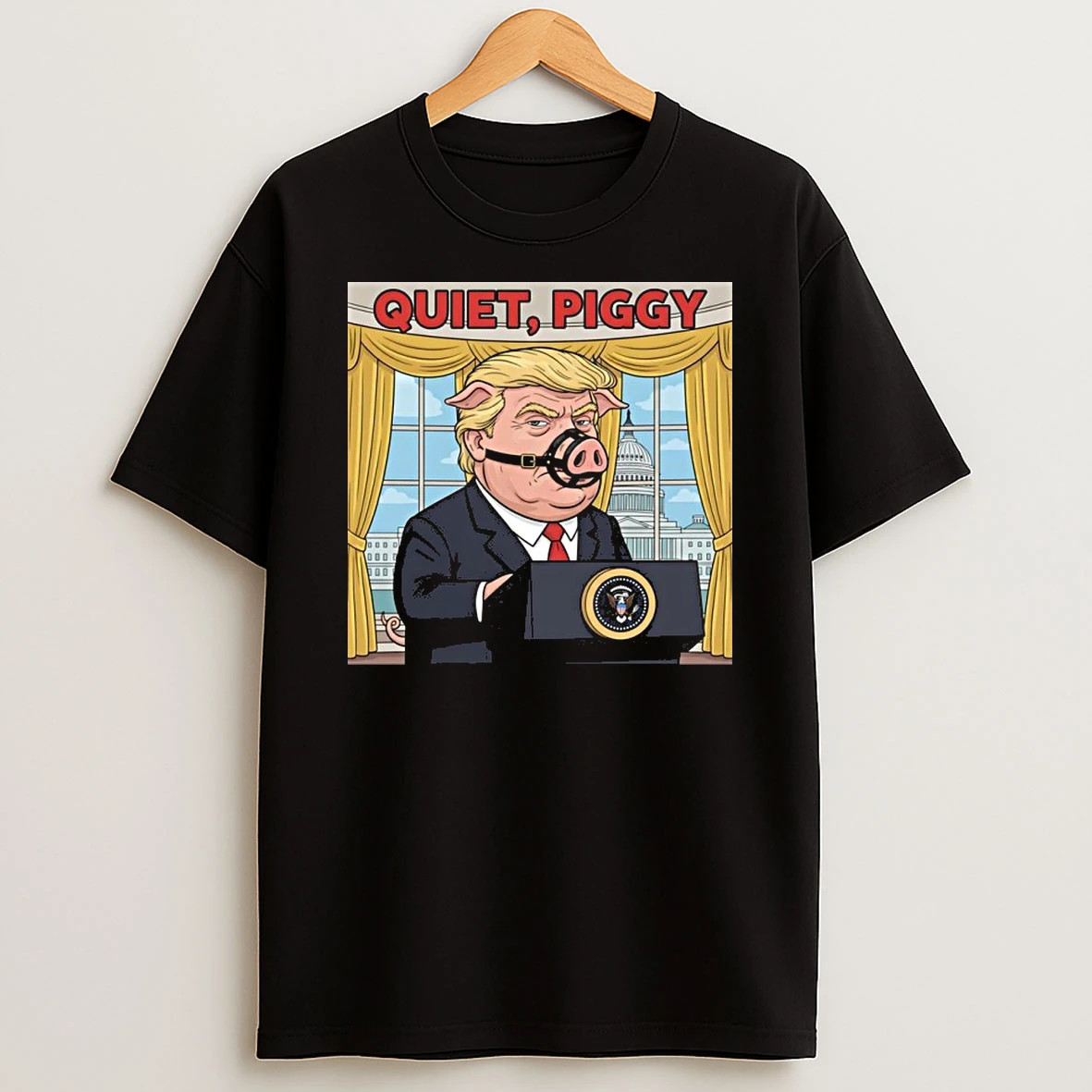 Quiet Piggy Anti Trump Liberal Democrat Tshirt Hoodie