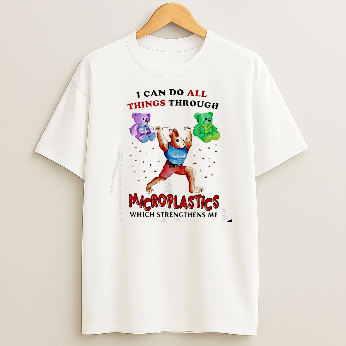 Rabbit Gymer I Can Do All Things Through Microplastics Which Strengthens Me Tshirt Hoodie