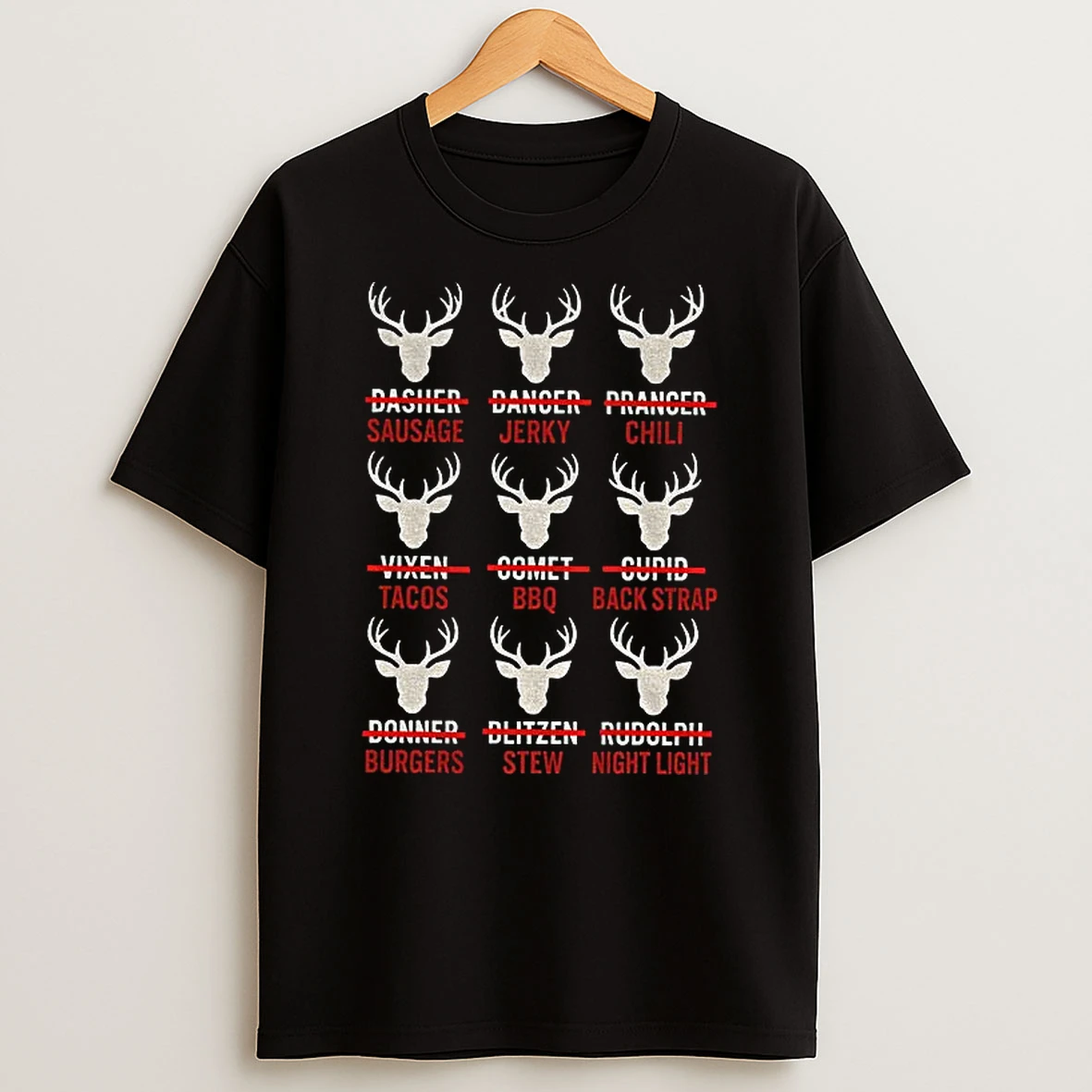 Reindeer Dasher Dancer Prancer Vixen Comet Cupid Donner Blitzen And Rudolph Graphic Tshirt Hoodie