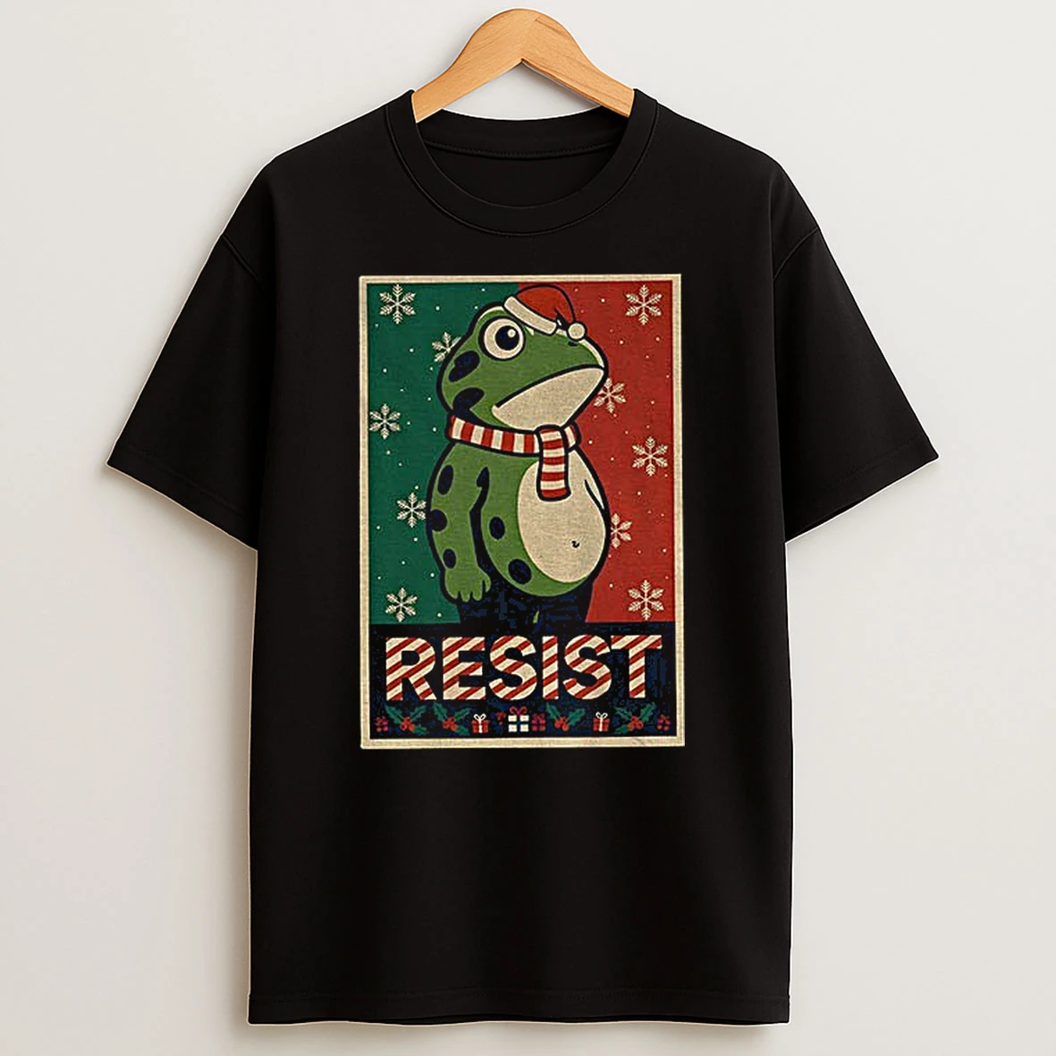 Resist Frog Christmas Anti Fascism Political Tshirt Hoodie