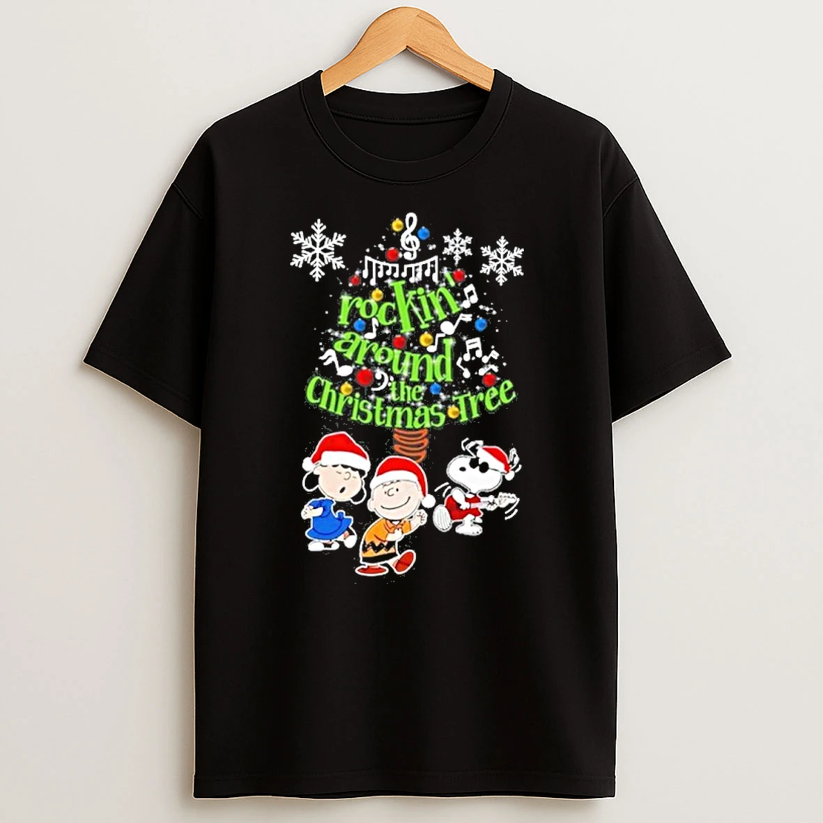 Rockin Around Christmas Tree Peanuts Tshirt Hoodie