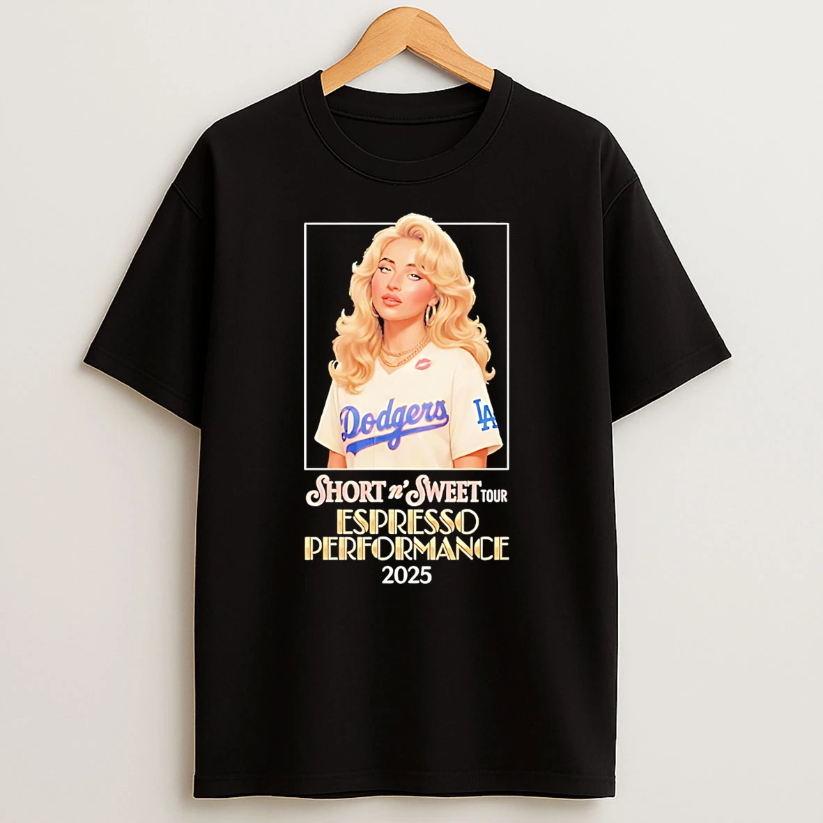 Sabrina Carpenter X Los Angeles Dodgers Short N Sweet Tour 2025 Espresso Performance Tshirt Hoodie