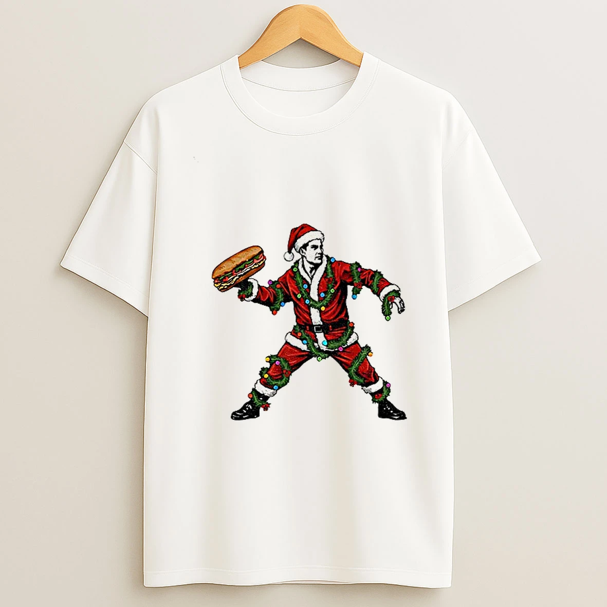 Sandwich Guy Santa Christmas Light Holiday Tshirt Hoodie