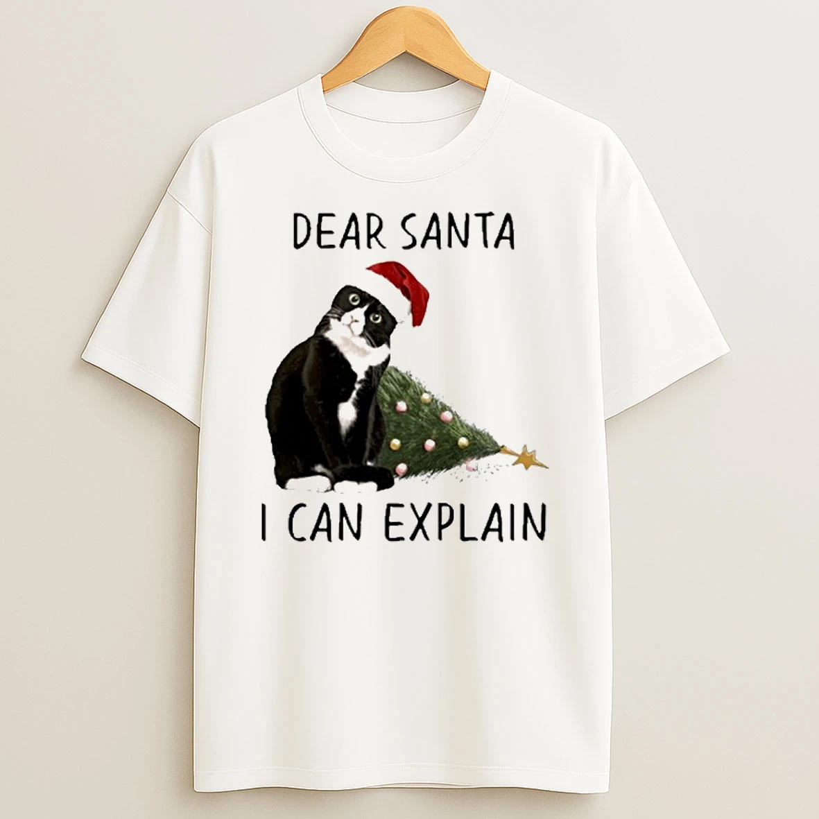 Santa Black Cat Dear Santa I Can Explain Tshirt Hoodie