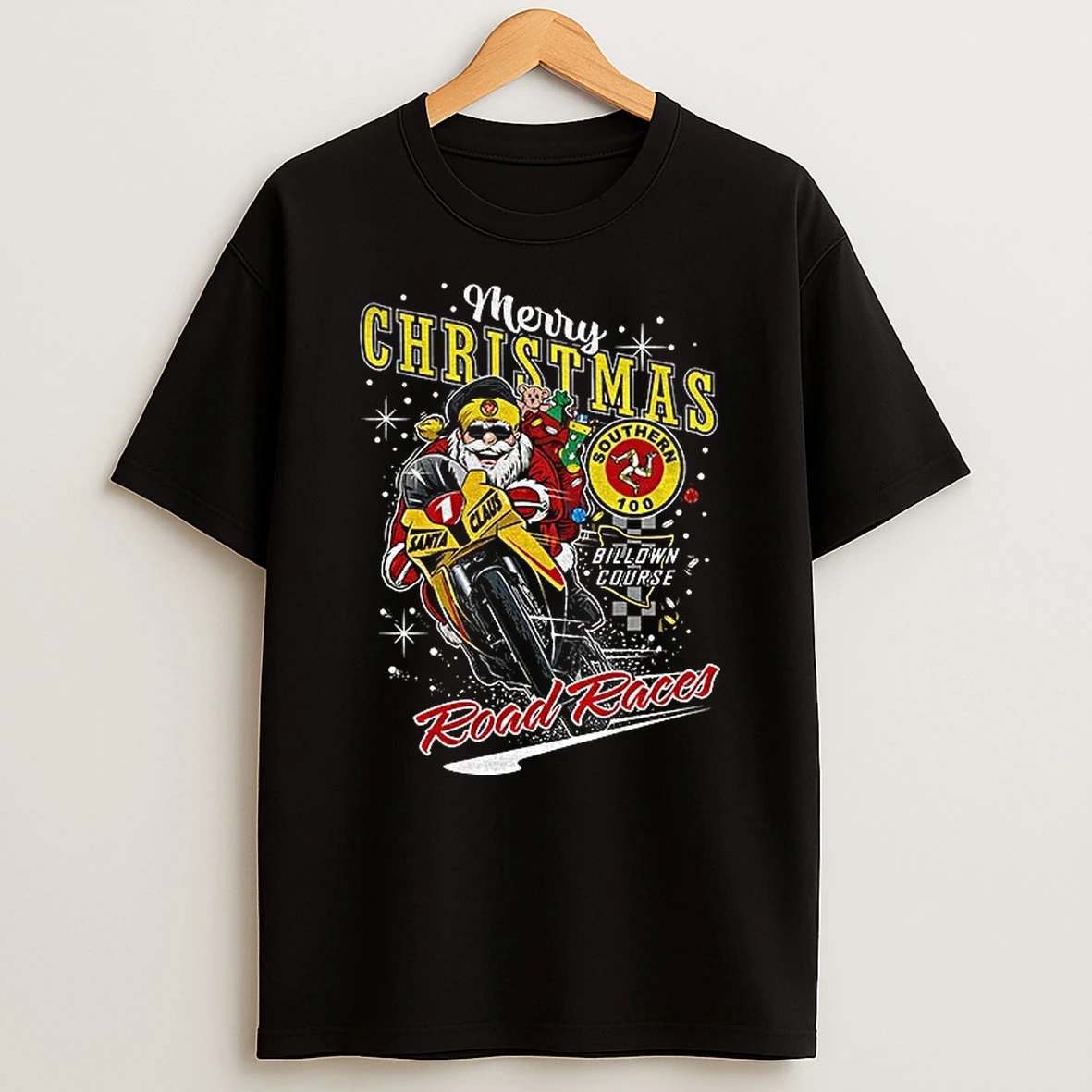 Santa Claus 1 Southern 100 Billown Course Road Races Merry Christmas Tshirt Hoodie