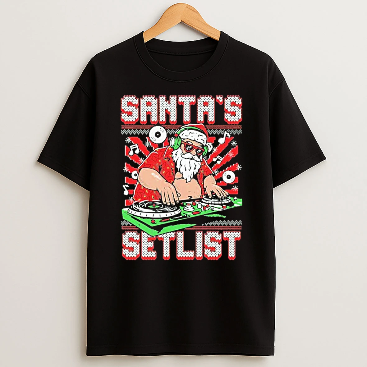 Santa Claus Dj Cartoon Santas Setlist Merry Christmas Tshirt Hoodie