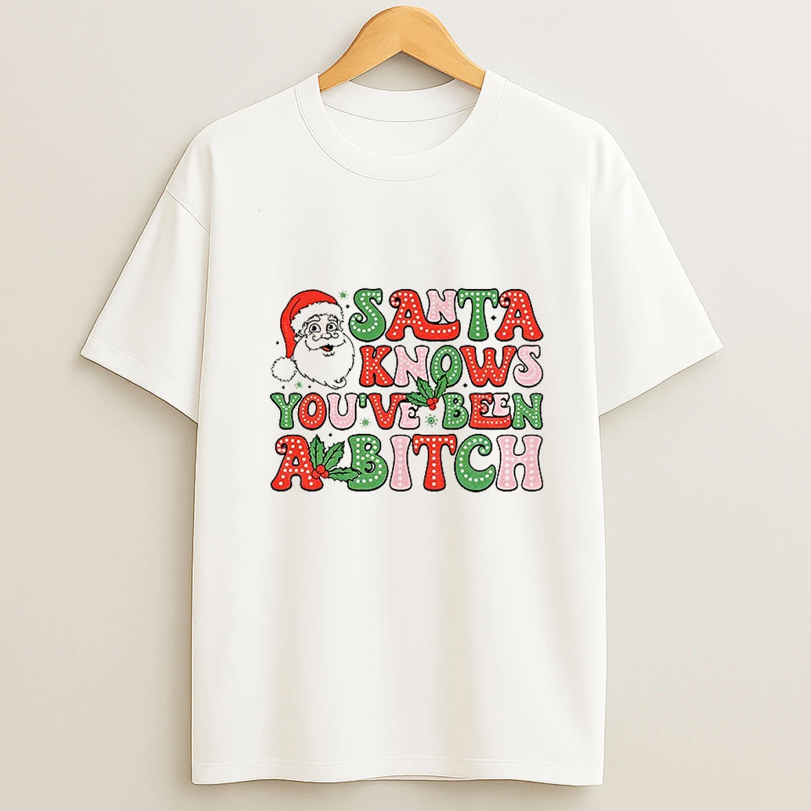 Santa Claus Santa Knows Youve Been A Bitch Merry Christmas Tshirt Hoodie