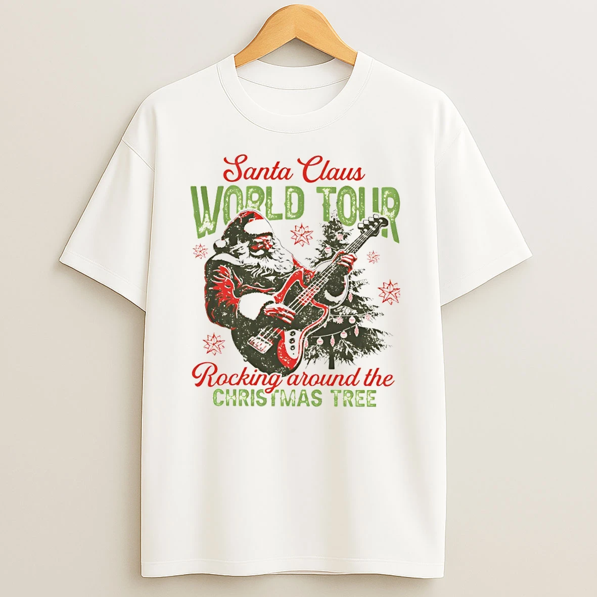 Santa Claus World Tour Rocking Around The Christmas Tree Merry Christmas 2025 Vintage Tshirt Hoodie