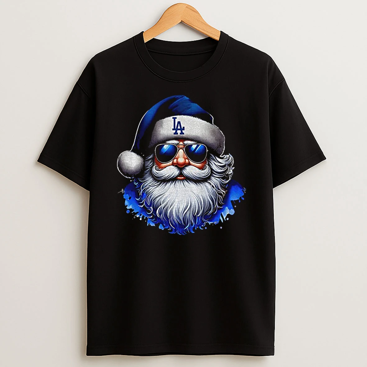 Santa Claus Big Face Los Angeles Dodgers Mlb Baseball Christmas 2025 Tshirt Hoodie
