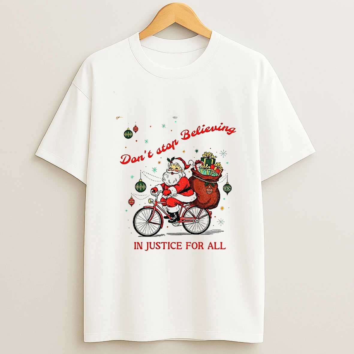 Santa Claus Dont Stop Believing In Justice For All Santa Christmas Tshirt Hoodie
