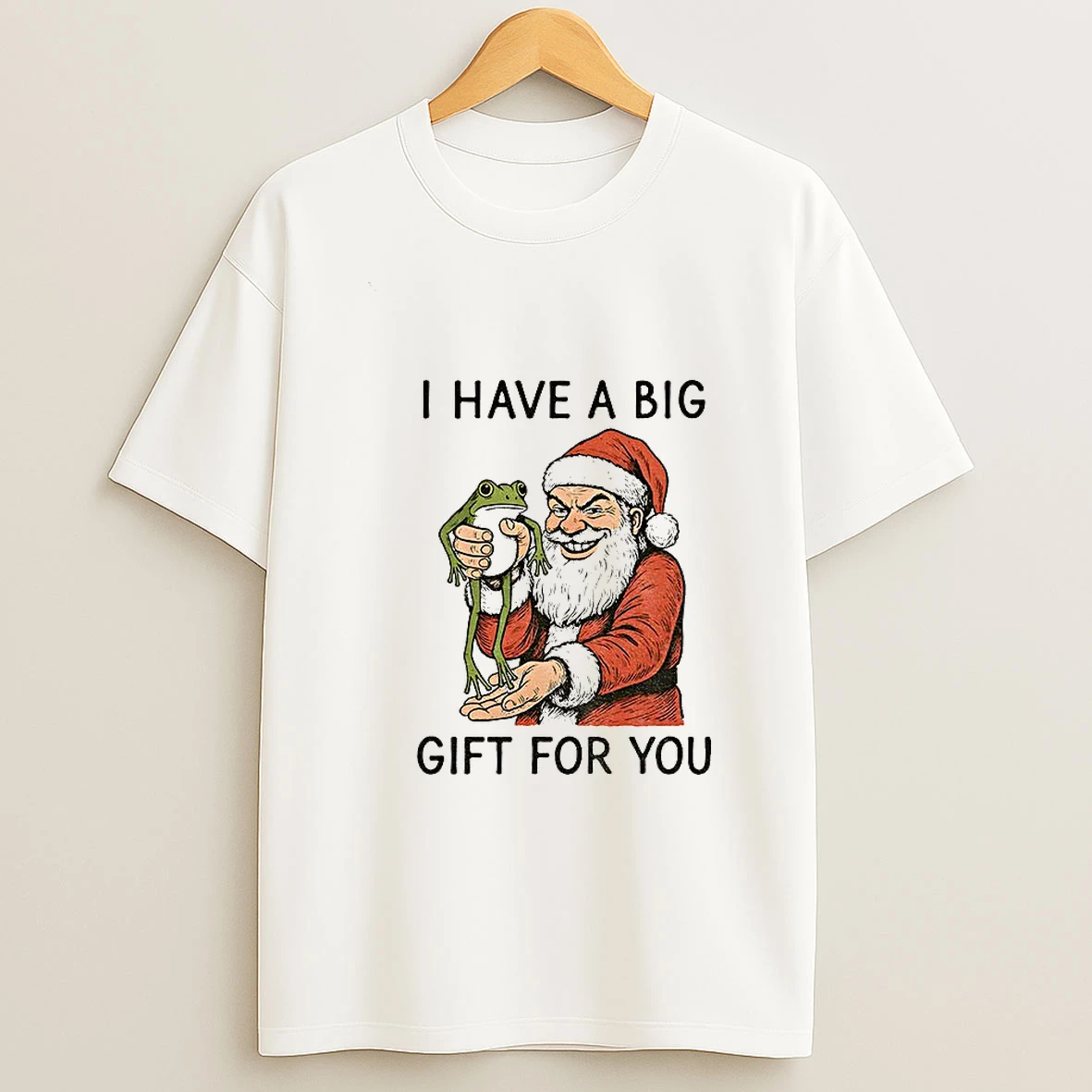 Santa Claus Hold Frog I Have A Big Gift For You Merry Christmas Tshirt Hoodie