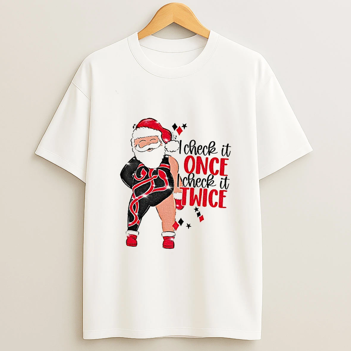 Santa I Check It Once I Check It Twice Christmas Tshirt Hoodie