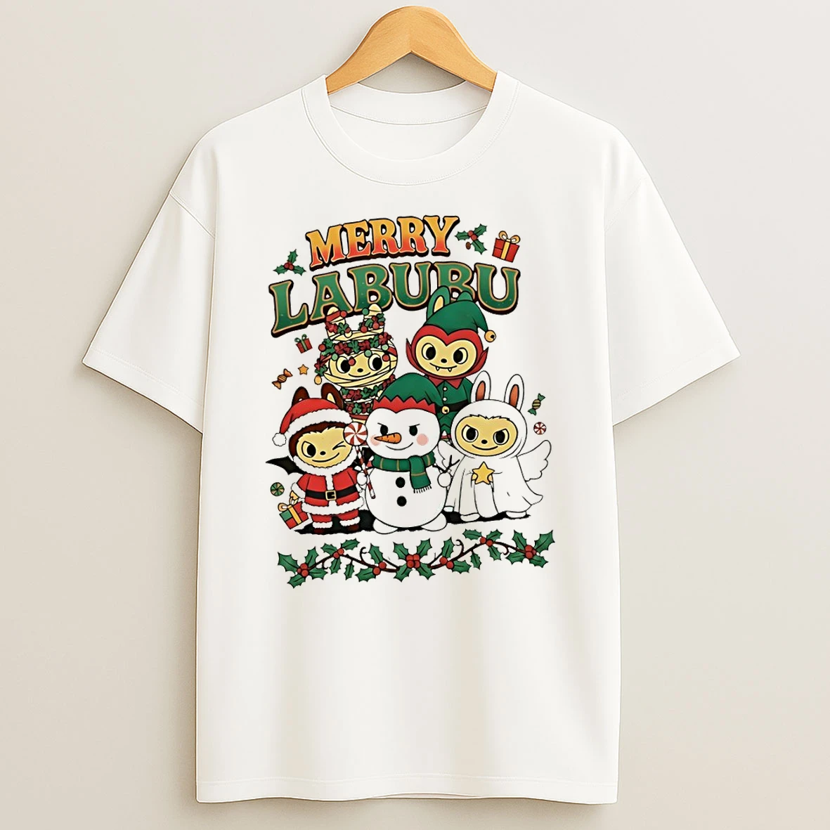 Santa Labubu Merry Labubu Christmas Tshirt Hoodie