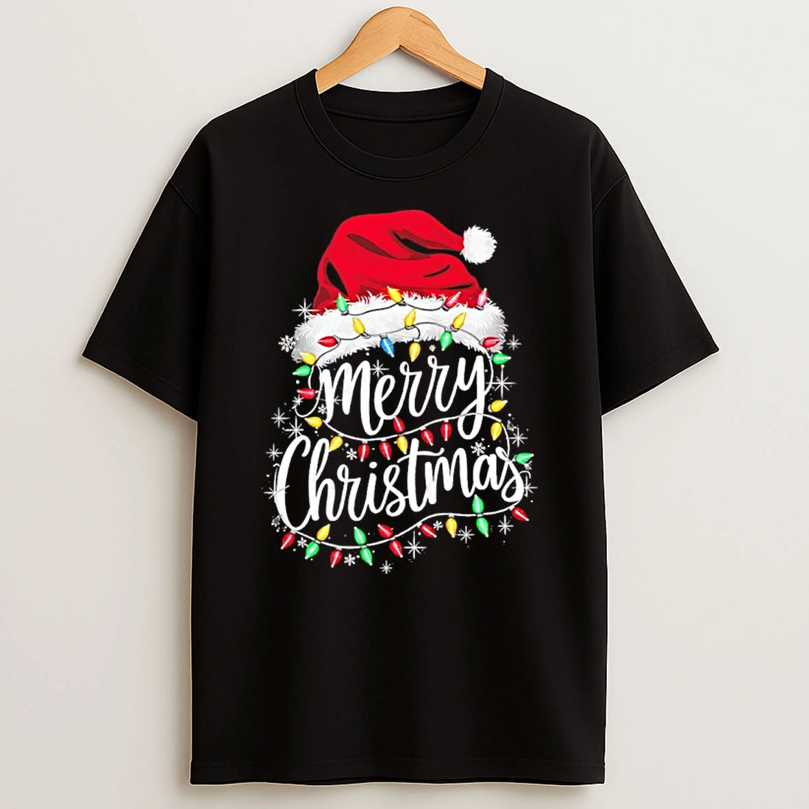 Santa Light Merry Christmas Tshirt Hoodie