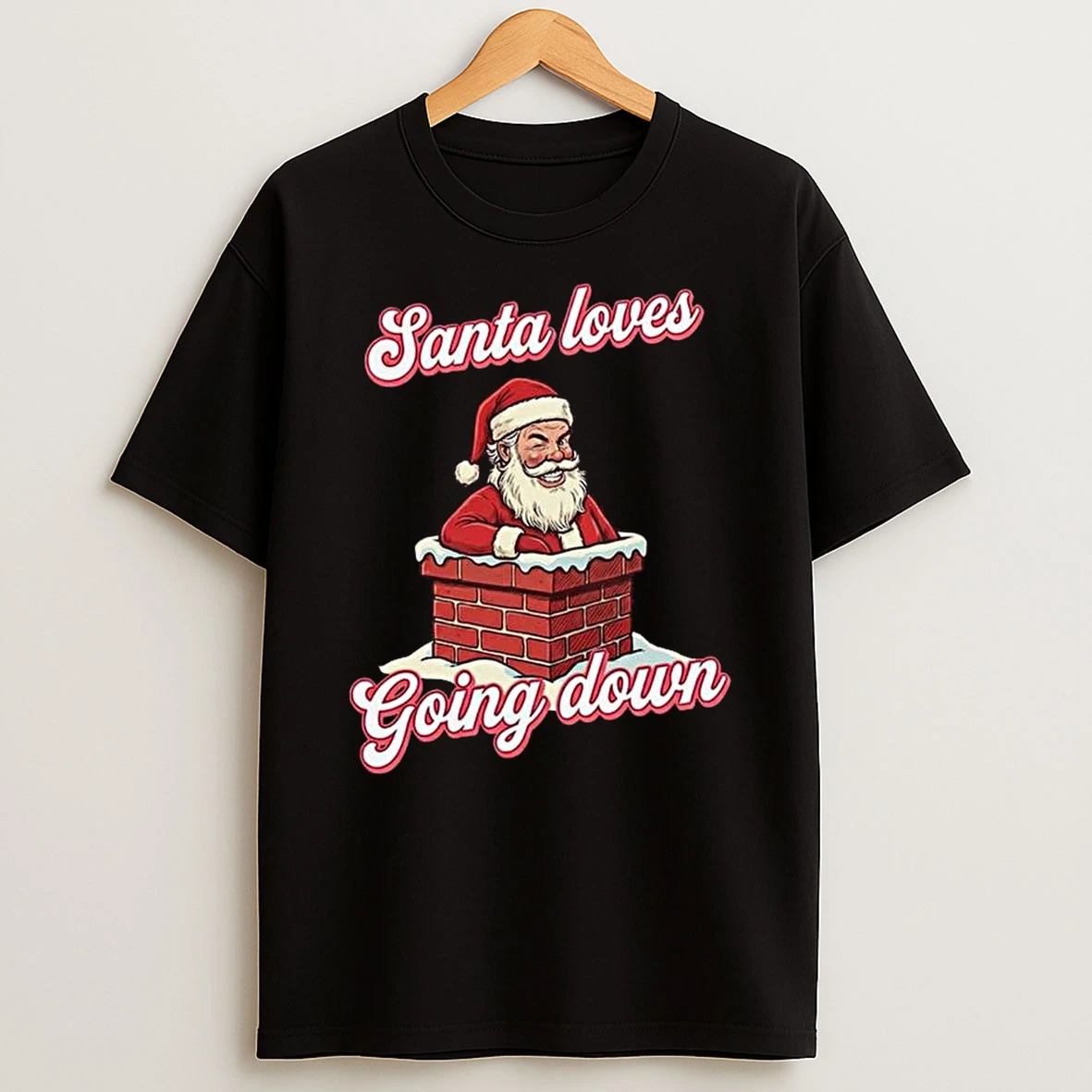 Santa Loves Going Down Merry Christmas Tshirt Hoodie