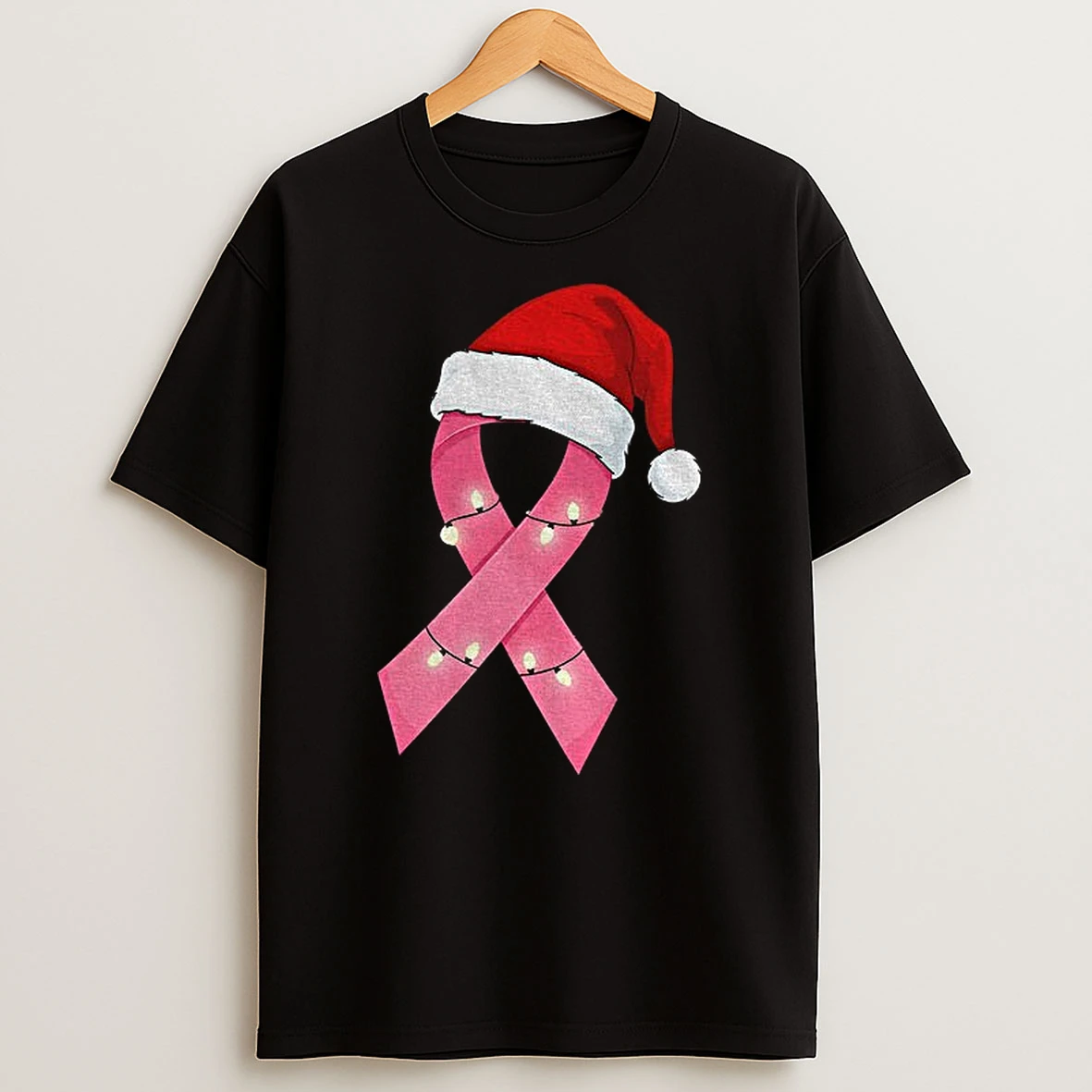 Santa Pink Ribbon Breast Cancer Christmas Tshirt Hoodie
