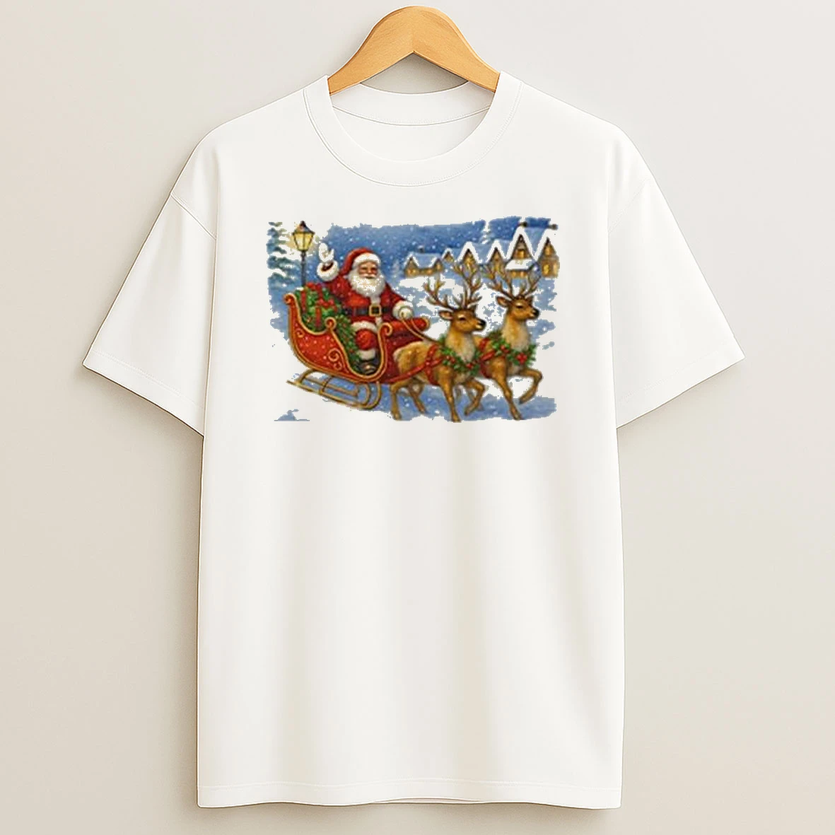 Santa Sleigh Reindeer Christmas 2025 Tshirt Hoodie