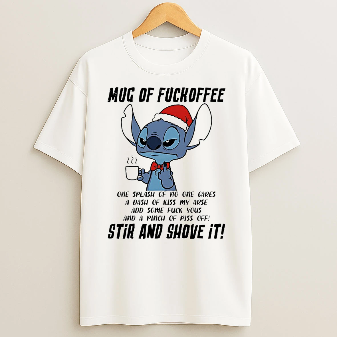 Santa Stitch Of Fuckoffee Stir And Shove It Circle Tshirt Hoodie