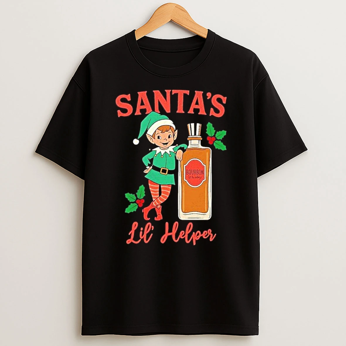 Santas Lil Helper Bourbon Tshirt Hoodie
