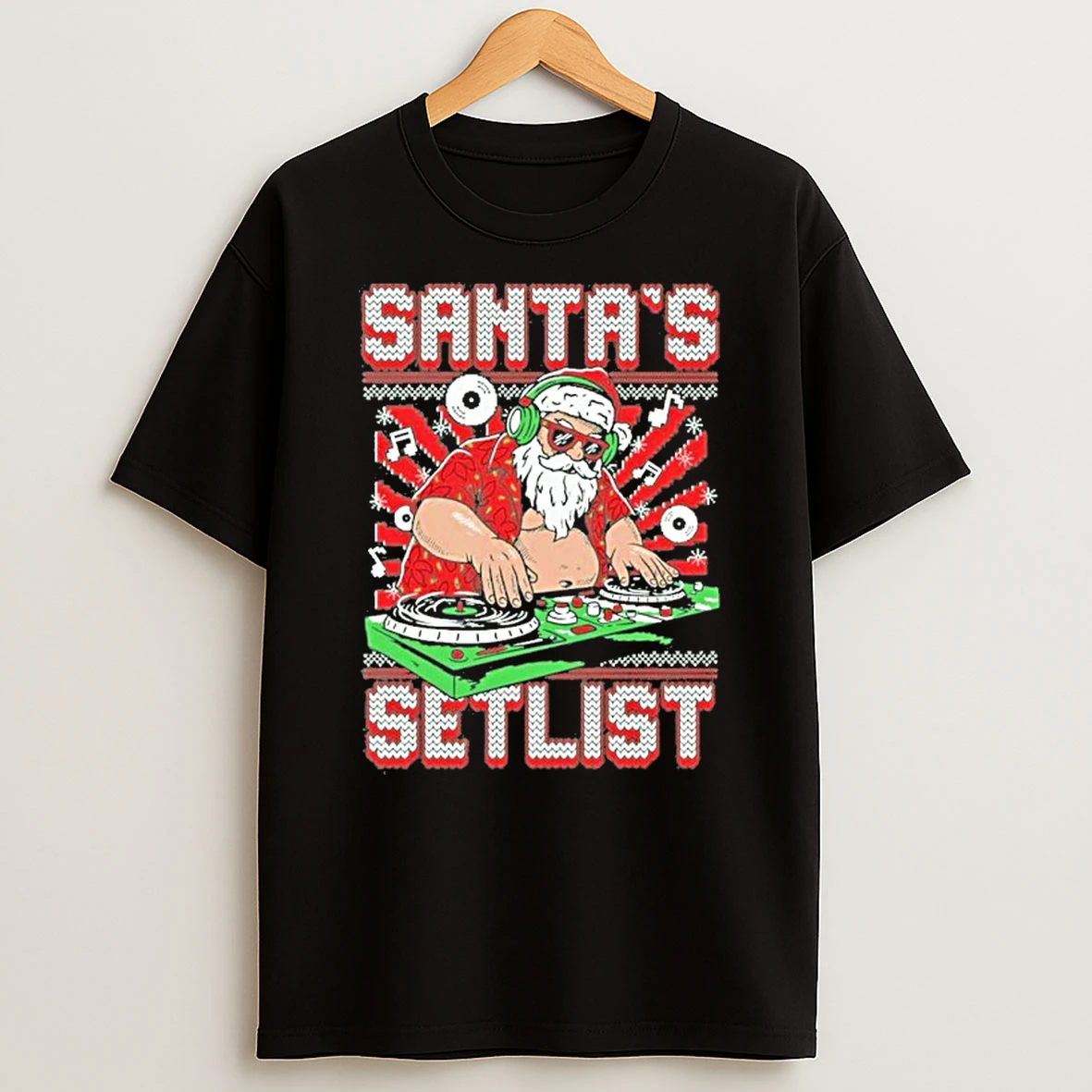 Santas Setlist Ugly Christmas Tshirt Hoodie