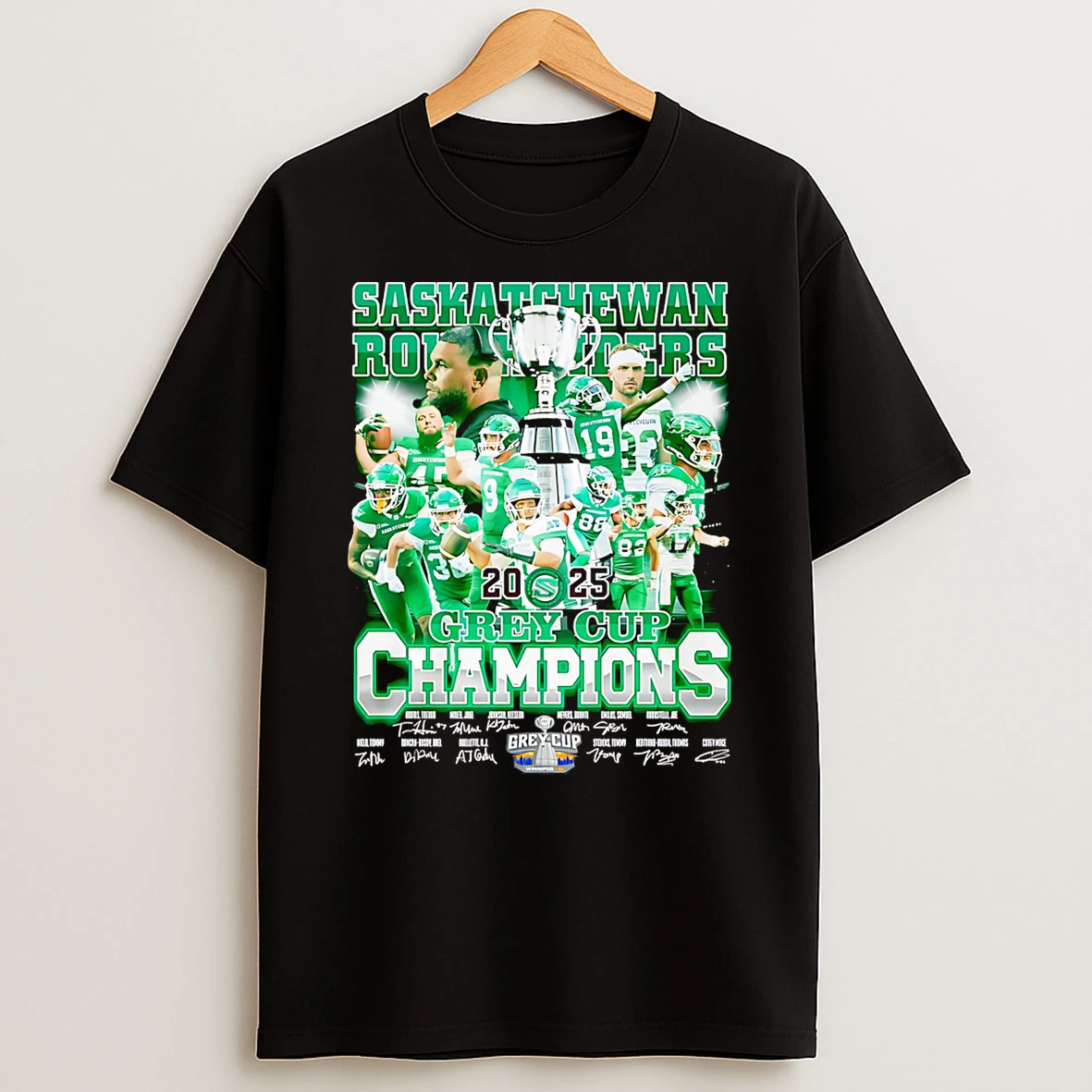 Saskatchewan Roughriders 2025 Grey Cup Champions Signature Tshirt Hoodie